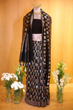 Black Banarasi Silk Woven Saree - black silk saree