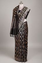 Black Banarasi Silk Woven Saree - black silk saree