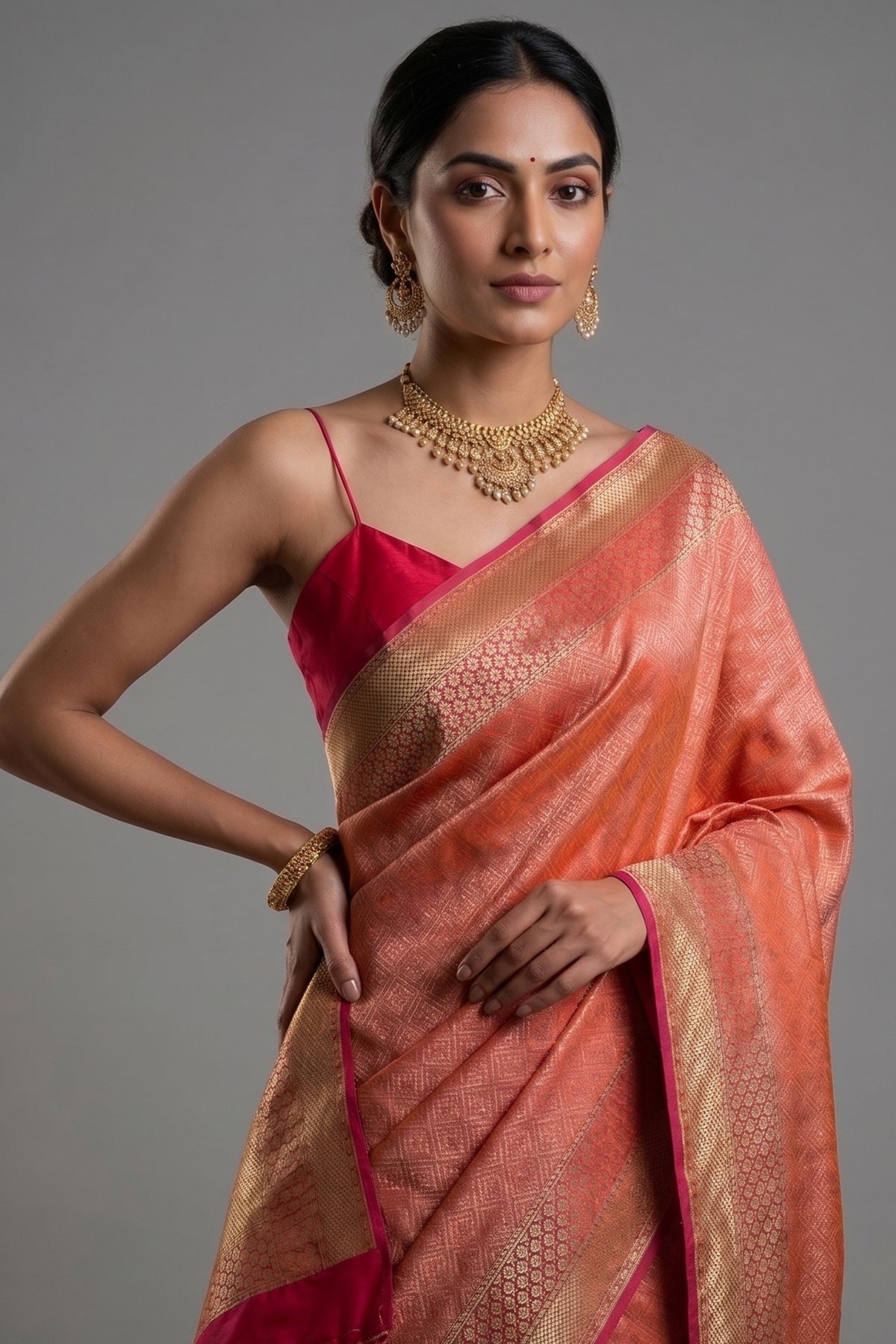 Pink Silk Traditional Woven Saree - pink silk saree