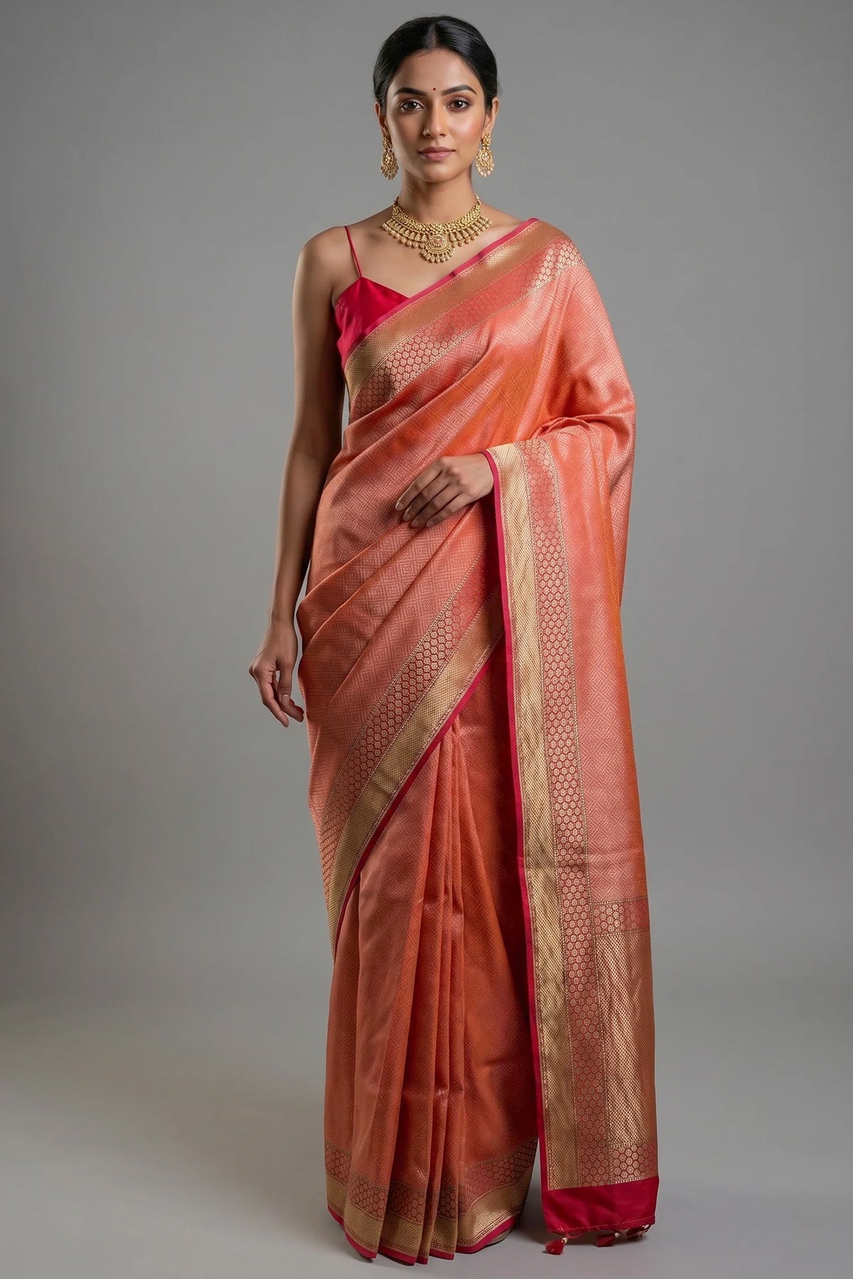 Pink Silk Traditional Woven Saree