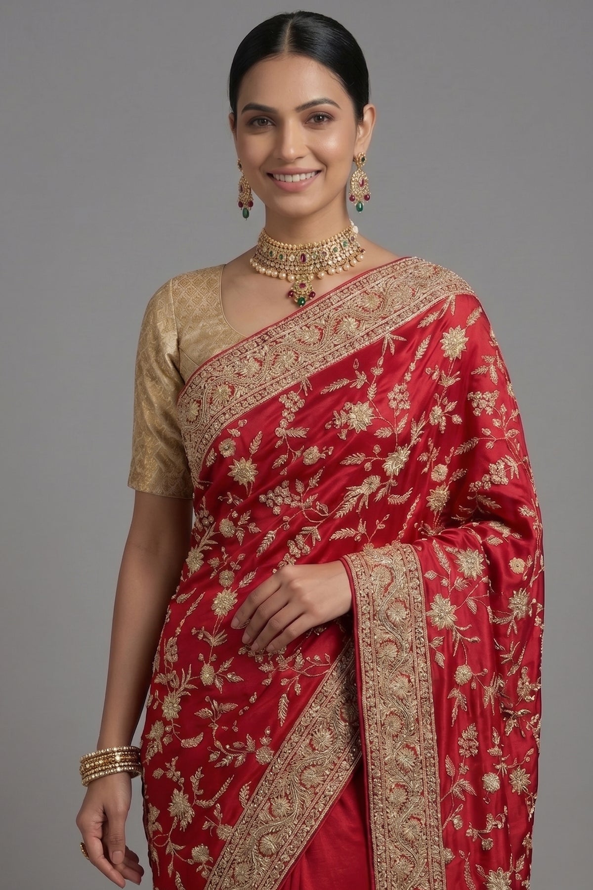 Pink Satin Silk Designer Zardosi and Sequin Worked Saree - pink silk saree