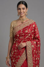 Pink Satin Silk Designer Zardosi and Sequin Worked Saree - pink silk saree