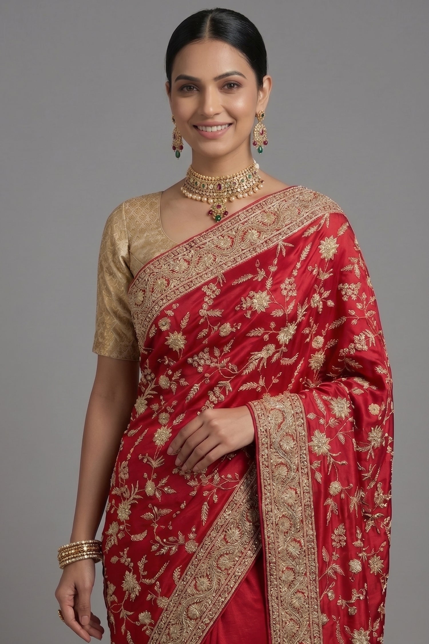 Pink Satin Silk Designer Zardosi and Sequin Worked Saree - pink silk saree