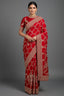 Red Satin Silk Designer Saree with Zardosi and Sequin Work - red silk saree