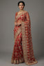 Rust Orange Organza Zardosi Worked Designer Saree - orange organza saree
