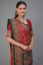 Maroon Gaji Silk Traditional Gharchola with Contrast Pallu and Border - maroon silk saree