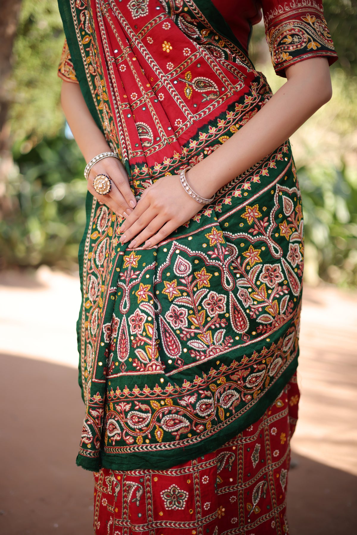 Maroon Gaji Silk Traditional Gharchola with Contrast Pallu and Border - maroon silk saree
