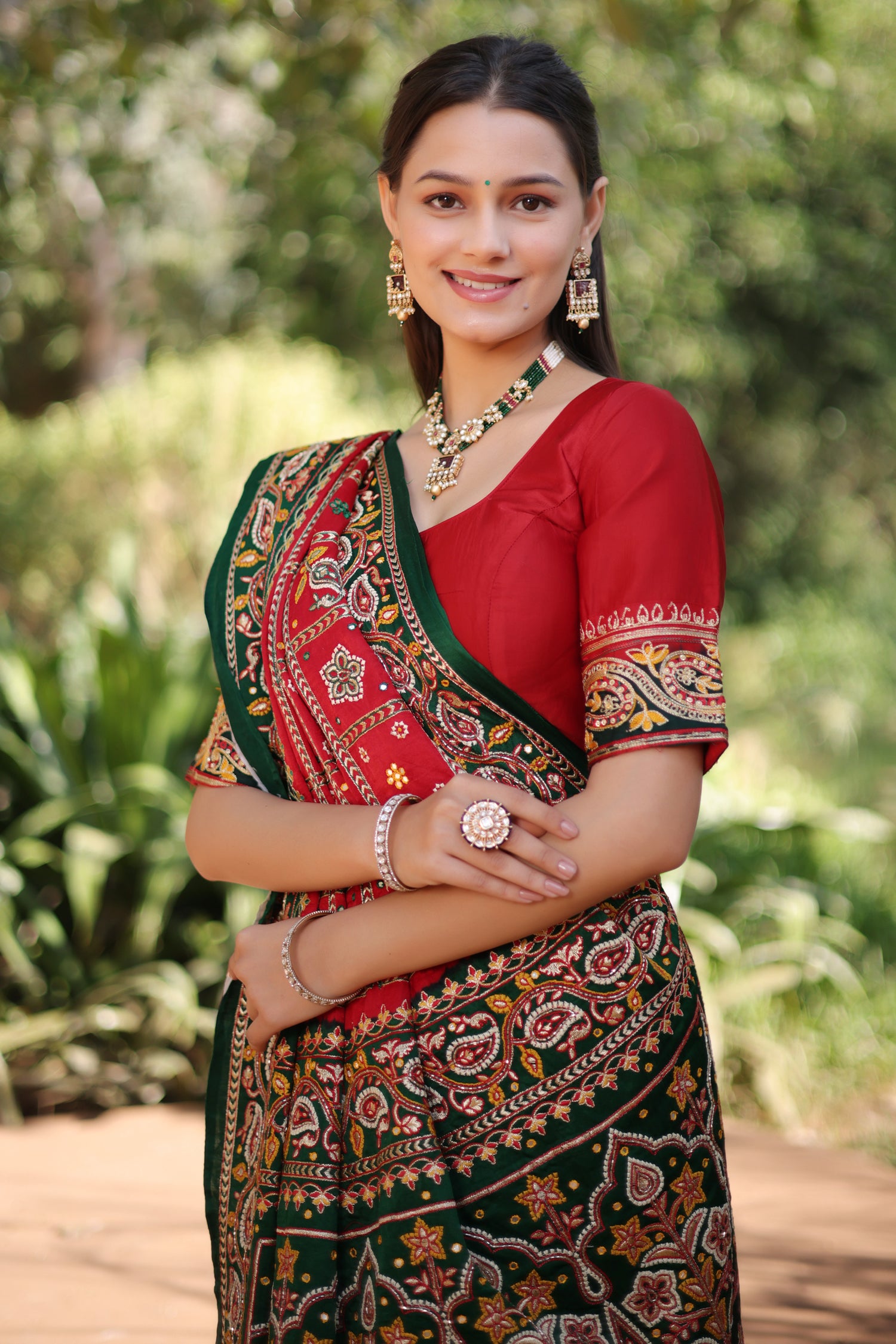 Maroon Gaji Silk Traditional Gharchola with Contrast Pallu and Border - maroon silk saree