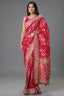 Pink Georgette Floral Woven Checks Saree with Sequin Beaded Work - pink georgette saree