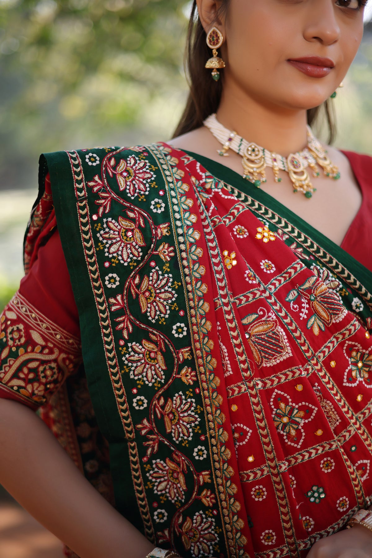 Maroon Gaji Silk Traditional Gharchola with Contrast Pallu and Border - maroon silk saree