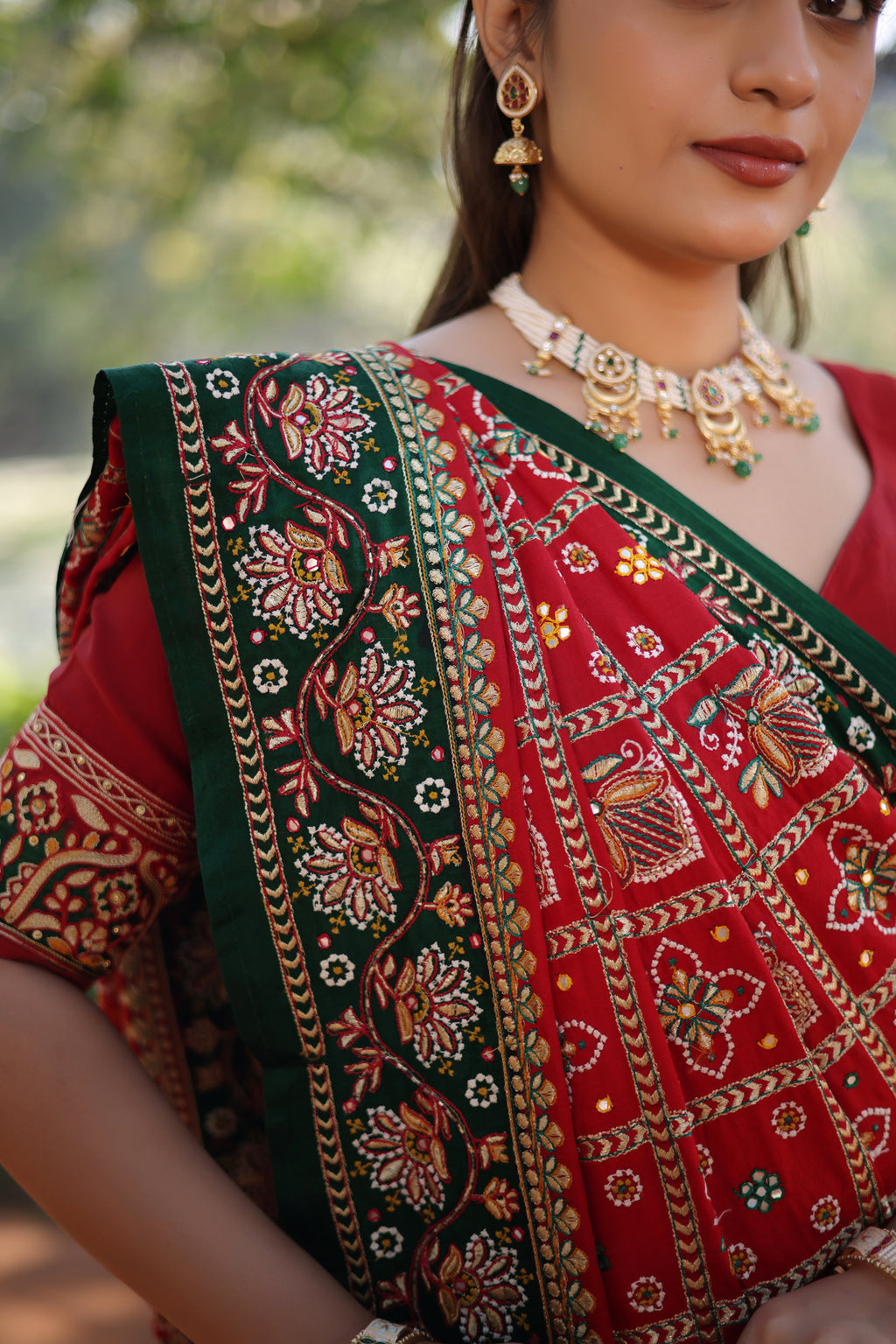 Maroon Gaji Silk Traditional Gharchola with Contrast Pallu and Border - maroon silk saree