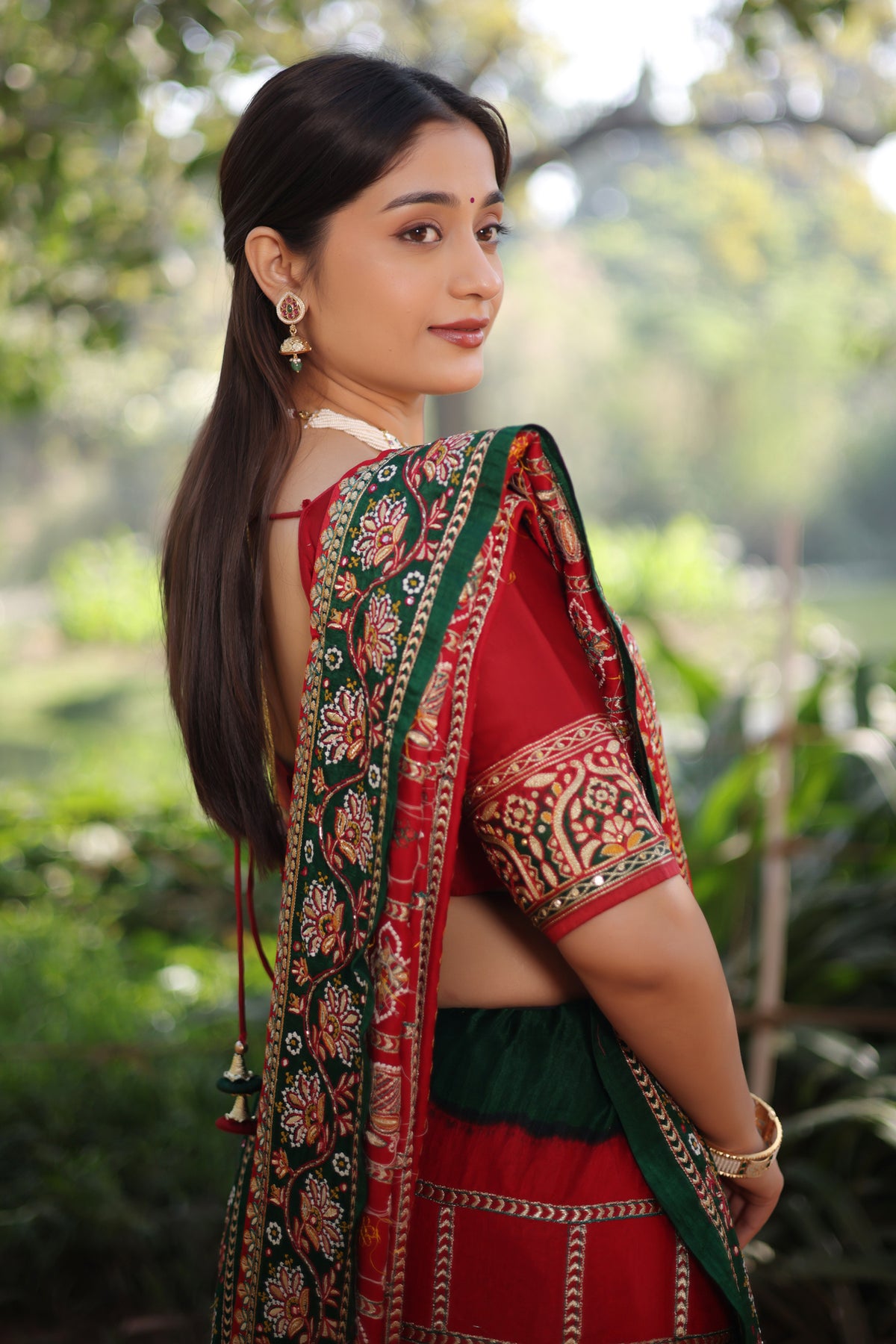 Maroon Gaji Silk Traditional Gharchola with Contrast Pallu and Border - maroon silk saree