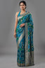Sky Blue Dola Silk Printed Saree with Embroidery