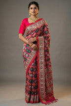 Multi Colored Silk Traditional Checks Patola Saree with Beads and Gota Work - red silk saree patola