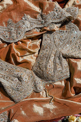 Rust Orange and Golden Two Toned Kanchipuram Viscose Silk Designer Saree with Readymade Blouse