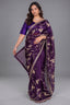 The Deep Purple Organza Saree with All-Over Floral Zari Vines and Cutdana Borders
