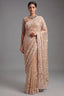 Beige Net Designer Saree Enriched With Glamorous Sequins And Cutdana Hand Embroidery