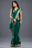 Emerald Green Raw Mango Silk Saree with Crescent Zari Butis and Floral Border