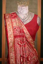 Deep Maroon Gaji Silk Gharchola Saree with Handcrafted Gota Embroidery and Sequin Beadwork