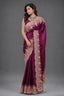 Dark Magenta Silk Organza Saree with Intricate Multi-Color Resham and Hand-Done Embroidery