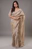 Taupe Premium Organza Saree with Scattered Buttis, Cutdana Bead Work Border, and Coordinated Stitched Blouse