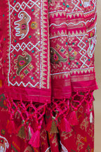 Red Silk Traditional Patola Weave Saree with Handwork
