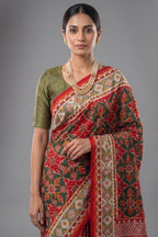 Green Silk Traditional Patola Weave Saree with Handwork