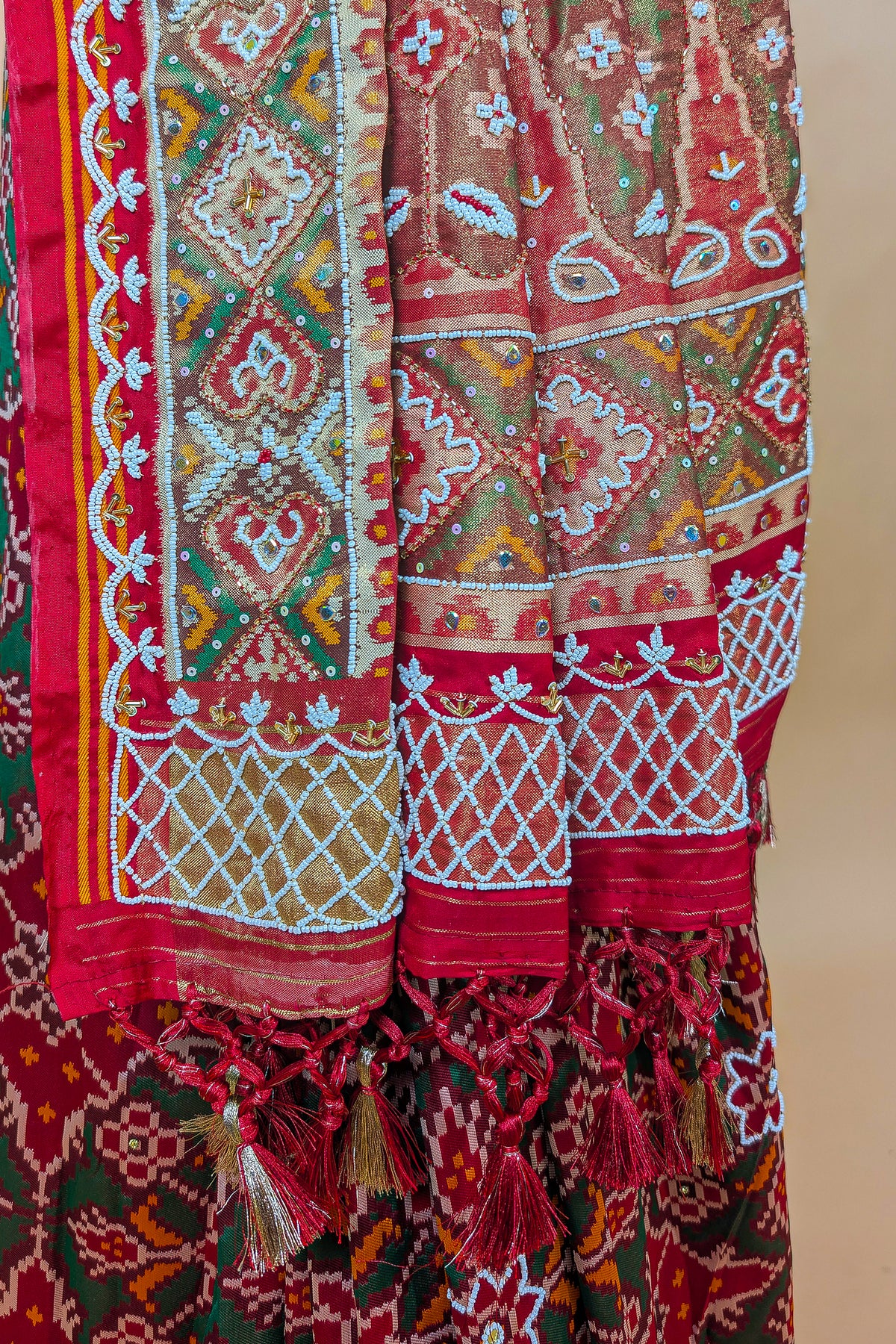 Green Silk Traditional Patola Weave Saree with Handwork
