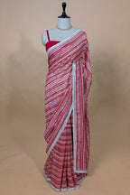 Red Organza Printed Saree