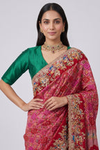 Pink Georgette Bandhej Saree with Handwork Embroidered Pallu