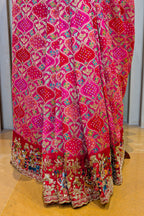 Pink Georgette Bandhej Saree with Handwork Embroidered Pallu