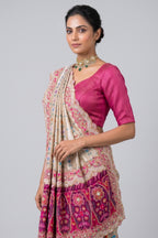 Golden Tissue Traditional Bird Motif Saree with Handwork Patola Pallu and Border