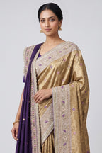 Golden Tissue Traditional Weaving Saree with Handwork Border and Dupatta