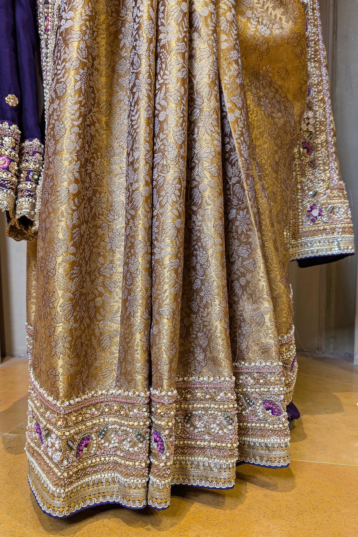 Golden Tissue Traditional Weaving Saree with Handwork Border and Dupatta