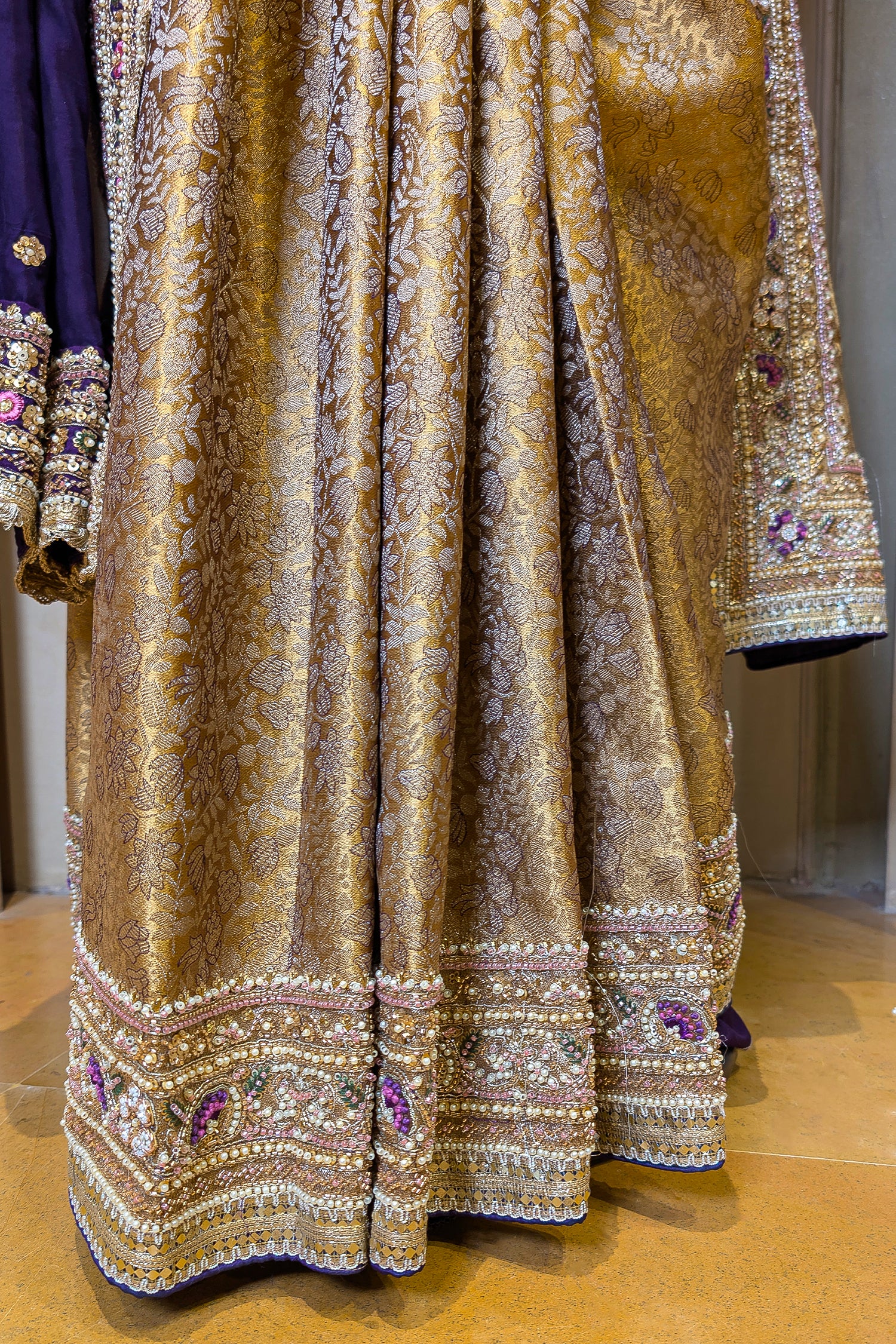 Golden Tissue Traditional Weaving Saree with Handwork Border and Dupatta