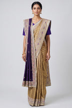 Golden Tissue Traditional Weaving Saree with Handwork Border and Dupatta