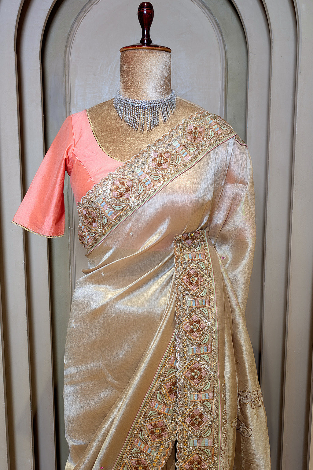 Golden Tissue Saree with Designer Pallu