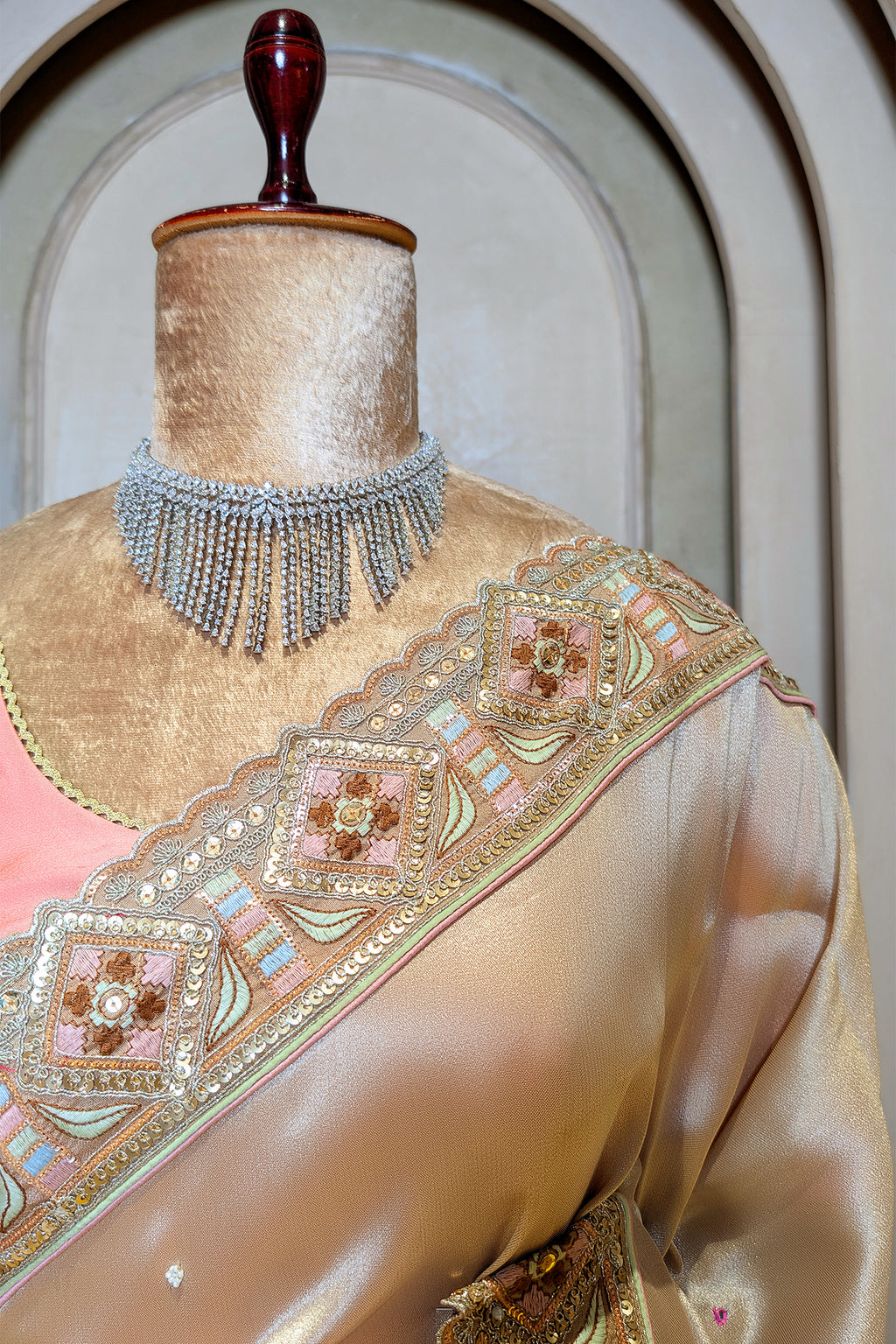 Golden Tissue Saree with Designer Pallu