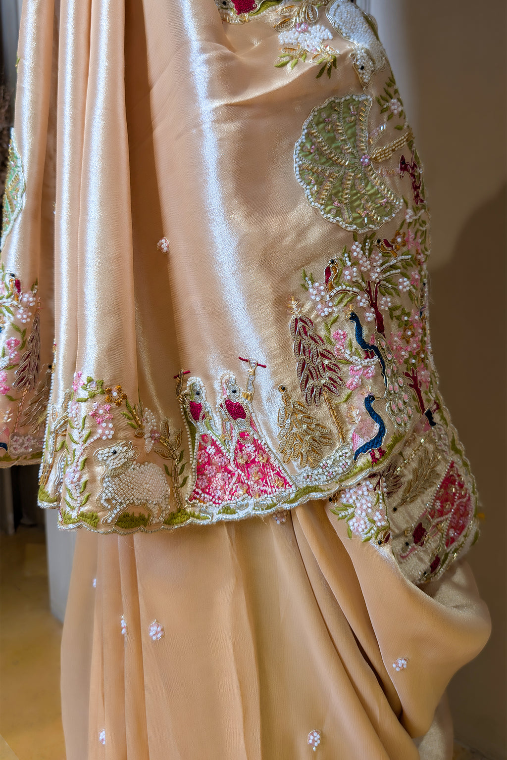 GoldenTissue Saree with Handwork Patch Border