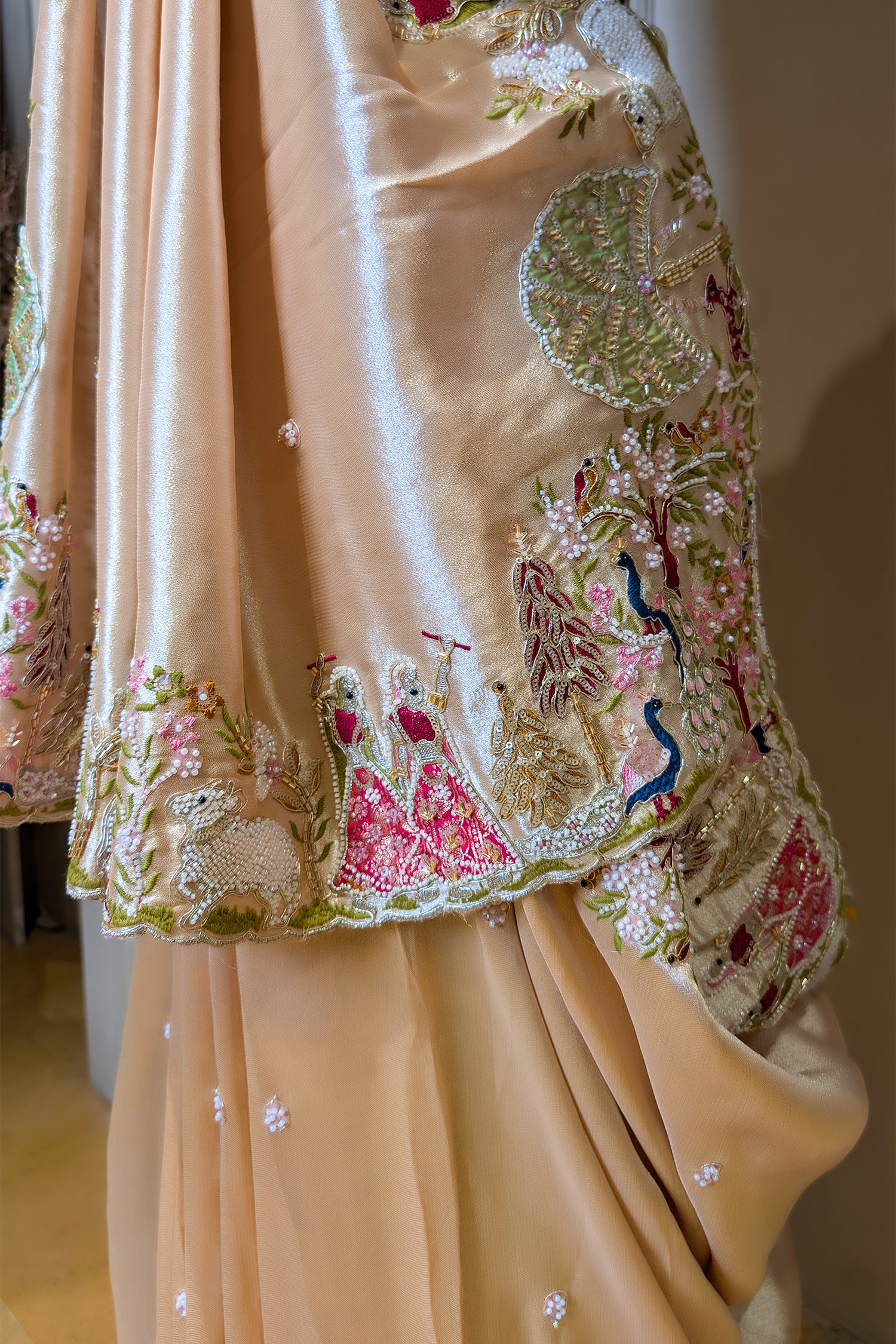 GoldenTissue Saree with Handwork Patch Border