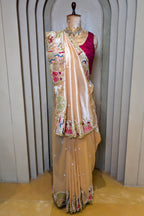 GoldenTissue Saree with Handwork Patch Border