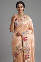 GoldenTissue Saree with Handwork Patch Border