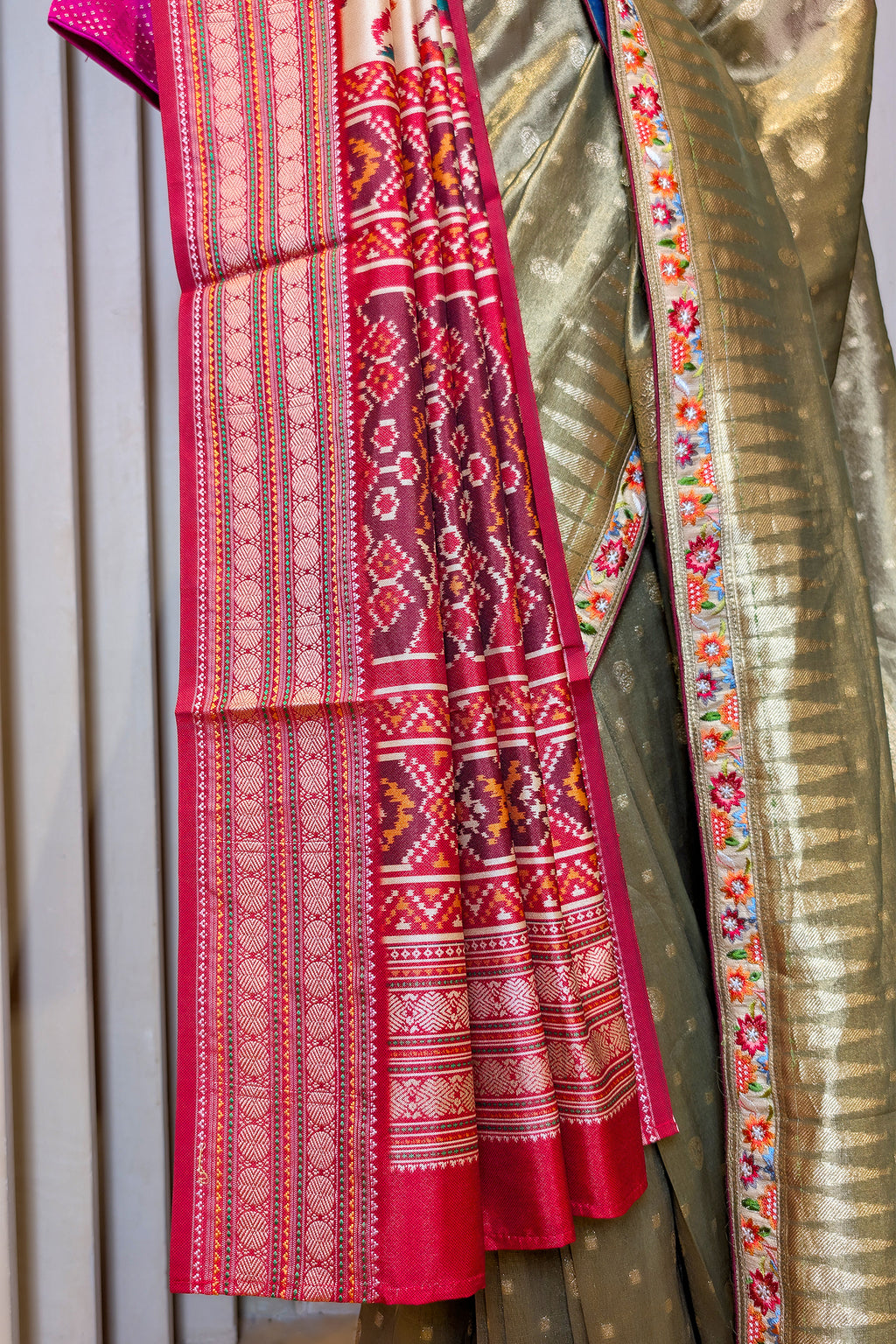 Green Tissue Woven Saree with Patola Dupatta