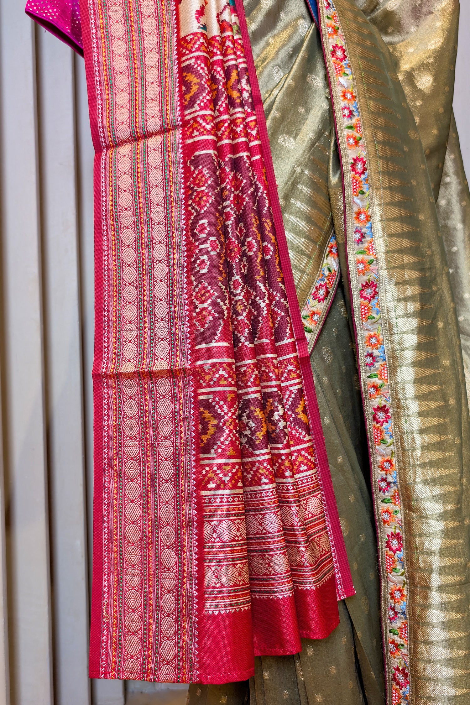 Green Tissue Woven Saree with Patola Dupatta