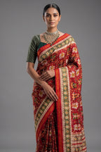 Red Silk Traditional Patola Saree with Handwork