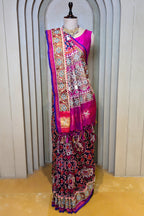 Purple Silk Traditional Patola Saree with Beads Work