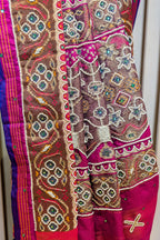 Purple Silk Traditional Patola Saree with Beads Work