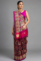 Purple Silk Traditional Patola Saree with Beads Work
