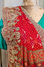 Red Georgette Bandhej Saree with Embroidery and Sequins Work