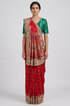 Red Georgette Bandhej Saree with Embroidery and Sequins Work